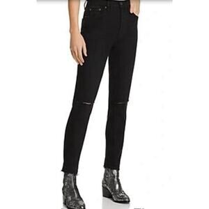 Pistola Nico Mom Straight Leg Jeans Size 28 Black Distressed Hem Butterfly